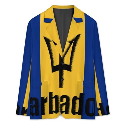 Barbados Flag Barbadian Classic Suits Blazer for Men Business Tuxedo Jacket Sport Coat Two Buttons3