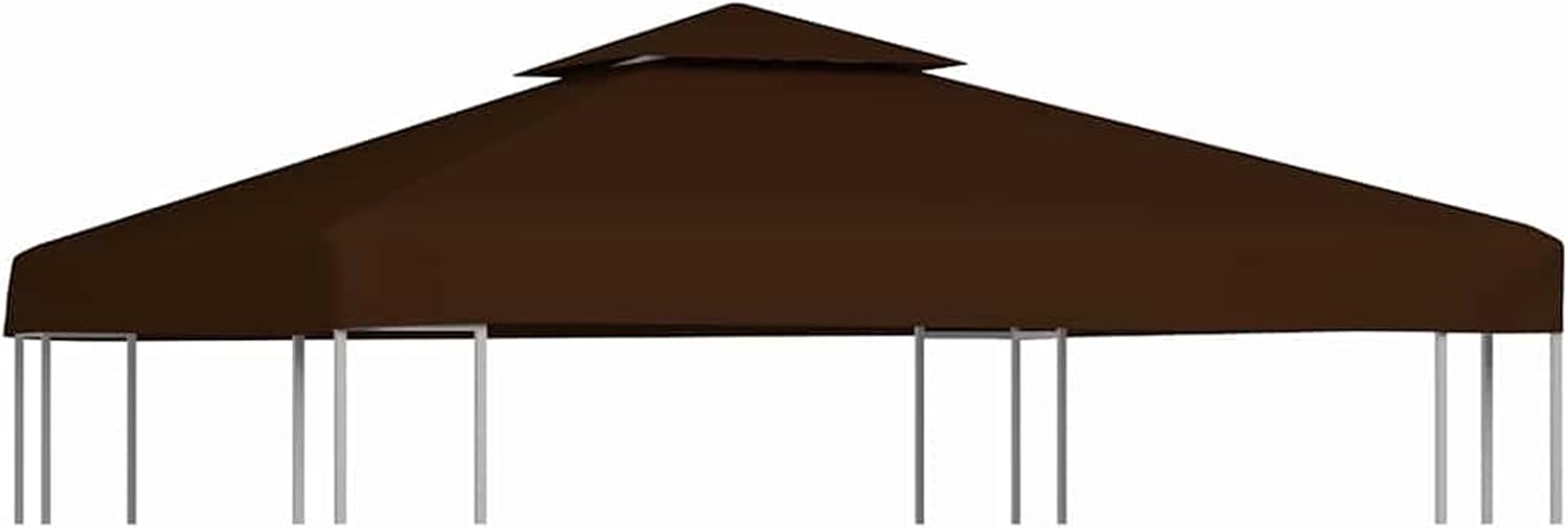 Outdoor Gazebo Canopy Cover, Waterproof Polyester PVC Coated Replacement Top 9.8'x9.8' Brown for Patio Garden and Carport
