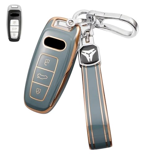 [LETINGFAR] �L�[�P�[�X �A�E�f�B ��p �X�}�[�g�L�[�P�[�X A6 A6L A7 A8 A8L �L�[�J�o�[ �_�炩�� TPU �S�ʕی� �L�[�V�F�� 3�{�^�� �X�^�C���b�V�� �X�}�[�g�����R�� �A�E�f�B �L�[�z���_�[ (�O���[)