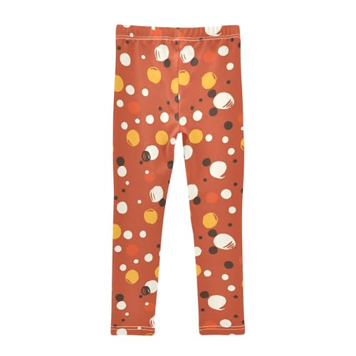 KLL White Polka Dot Red Background Toddler Girl Leggings Stretch Full Length Activewear Exercise2