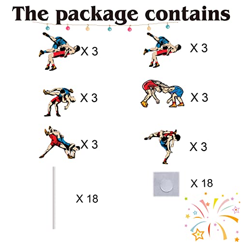 18Pcs Wrestling Cupcake Toppers For Men Boys Wrestling Birthday Party Decorations Ww-E Party Supplies Sport Wrestling Happy Birthday Cake Decorations #TOP4