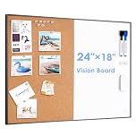 ARCOBIS Cork Board White Board Combo, 60 x 45 Bulletin Board-Black Frame, Magnetic Dry Erase Board & Corkboard for Wall, Vision Board for Home, Office, School