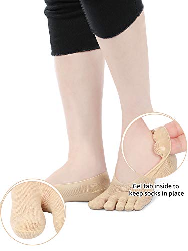 Pangda 6 Pairs Women Toe Socks Full Finger Socks Low Cut Liner Socks With Gel Tab (Color Set 1) #TOP2