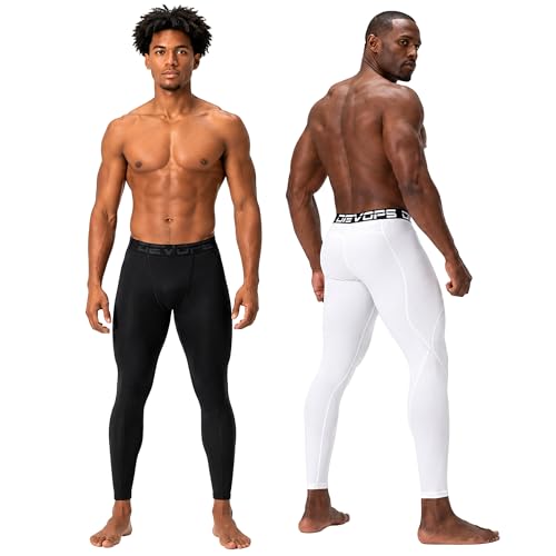 DEVOPS 2 Pack Mens Compression Pants Athletic Leggings
