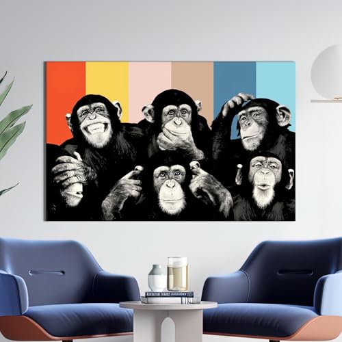 Peinture de singes abstraite grand format pour sublimer la décoration de votre bureau
