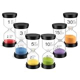 Clessidra set da 6 per bambini, clessidre colorate 1/3/5/10/15/30 minuti decorativa per ca...