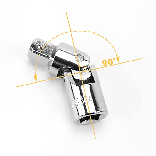 Silatu Universal Joint Socket Set - 3 Pieces Swivel Sockets 1/2 3/8 1/4 Inch Drive, Cr-V Universal Joint Socket #TOP5