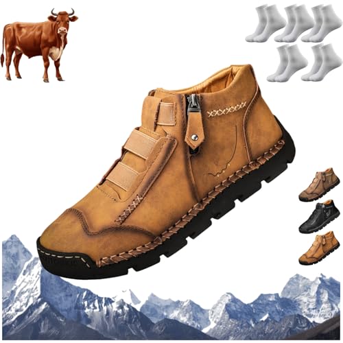 Matufit Shoes for Men, Men's Genuine Leather Waterproof Non-Slip Fashionable Orthopedic Shoes with Arch Support