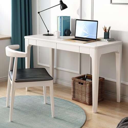 Bureau d'ordinateur blanc compact idéal pour le télétravail salon