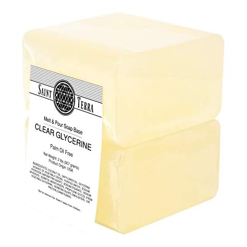 Saint Terra - Palm Oil Free Clear Glycerine Melt & Pour Soap Base, 2 Pounds Cover