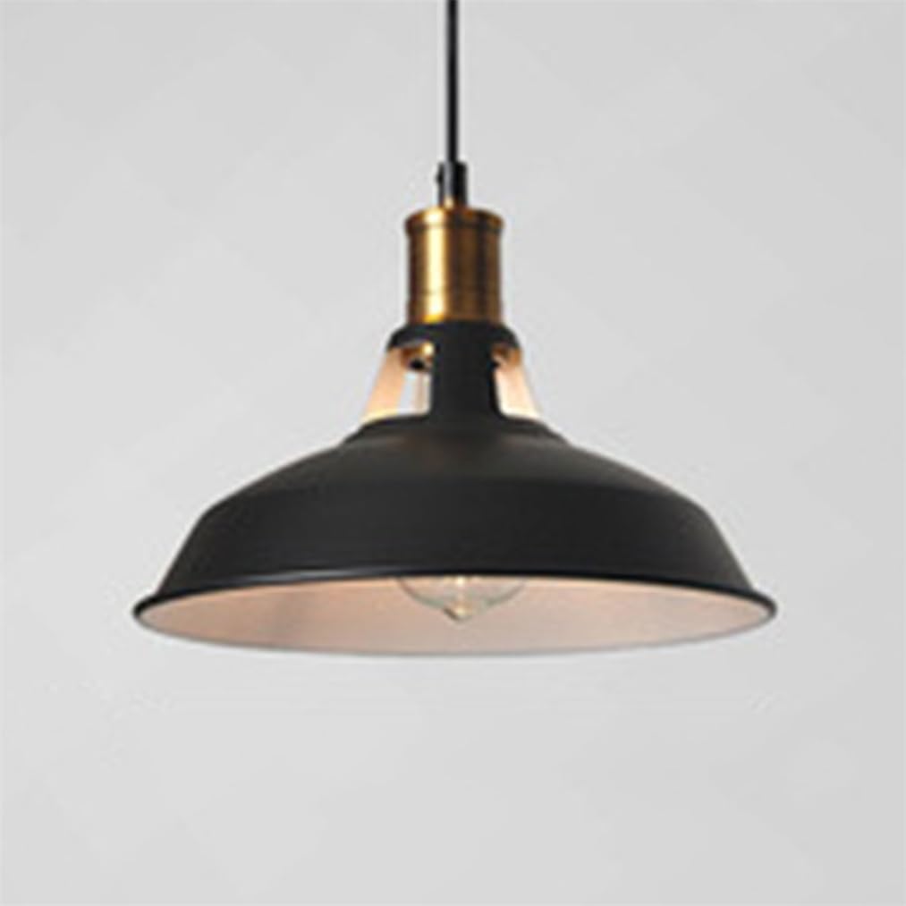Lampa wisząca w stylu amerykańskim, matowy czarny klosz, metalowy żyrandol, styl industrialny z połowy wieku, do jadalni, sypialni, baru, biura, płaskiego lub pochylonego sufitu (biały, 1