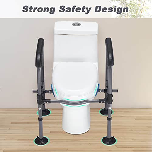 Homguava Toilet Safety Rails Adjustable Height Bathroom Toilet Safety Frame Handle Assist For Elderly, Handicap, Disabled, Fit Most Toilet Seats(Dark Grey) #TOP2
