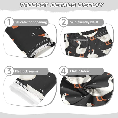 Farm Animal Girls' Leggings Toddler Doodles Goose Duck Kids Yoga Pants Dance Active Tights 4T3