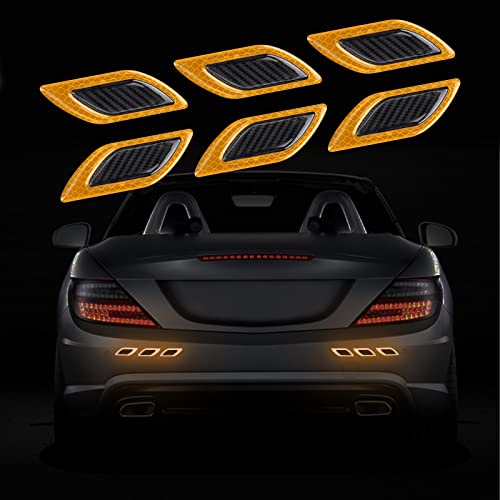 Ruiante 6Pc Strong Reflective Stripe Stickers For Car Fender Hood Bumper Night Visibility Reflective Decal Safety Warning Stickers Grade Carbon Fiber Universal For Car Suv (Yellow) #TOP3