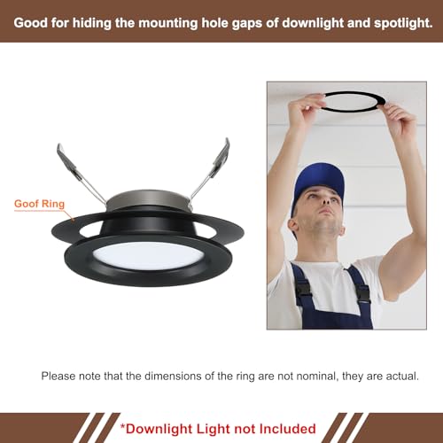Awclub Black Goof Trim Ring for 5 Inch Recessed Cans Downlights for Ceiling Light Fixtures, 10 Pack 5.9-Inch Inner Diameter, 8-Inch Outer Diameter, Steel Construction by Awclub - Image 4
