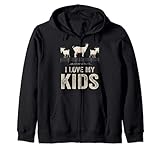 I Love My Kids Goat Dad Mom Retro Vintage Goat Lover Sudadera con Capucha