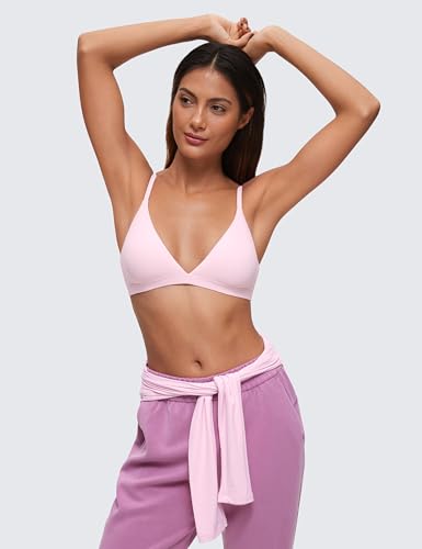 Image of CRZ YOGA Softhold Triangle Bralette | Double Lined, Light Support, Non Padded, Wireless, Casual, Ultra-Soft, V Neck, Adjustable Square Back, Everyday Bra for Women