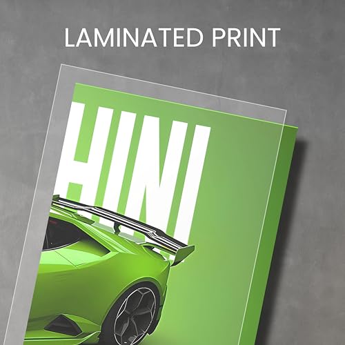 Image of Posternet Super Car Split Poster Set, 12 inch x 18 inch, Split Design Wall Decor Posters For Bedroom, Living Room, Office. (Lambo Front)