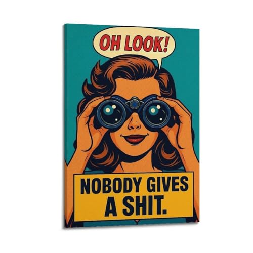 Poster mural esthétique NOBODY GIVES A SHIT décor vintage sur toile 50x75 cm