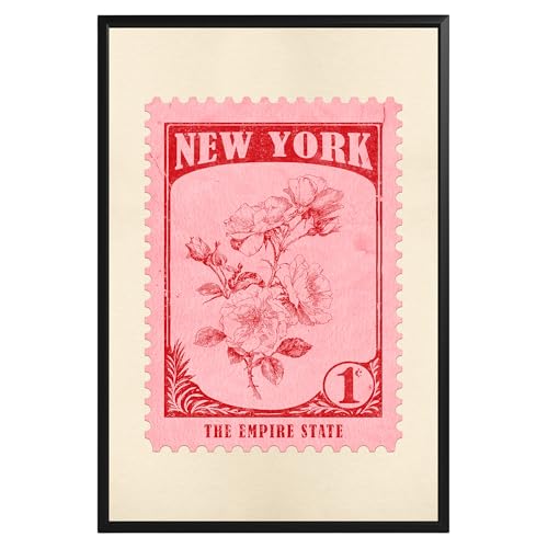 New York Postage State Stamp Vintage Poster Retro State Flower