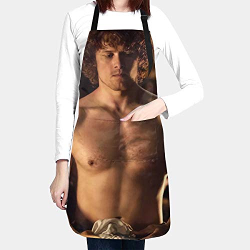 antcreptson ~ Sam Heughan Outlander1 Piece Waterproof Oxford Cloth Adjustable Waist Strap Waterproof Apron, Black, 28 X 33 inches