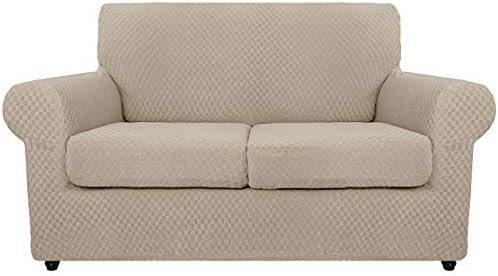 MAXIJIN 3 Piezas más Nuevas Fundas de sofá Jacquard para 2 plazas elástica Antideslizante Funda de Asiento de Amor para Perros Protector elástico para Muebles (2 plazas, Caqui) MAXIJIN 3 Piezas más Nuevas Fundas de sofá Jacquard para 2 plazas elástica Antideslizante Funda de Asiento de Amor para Perros Protector elástico para Muebles (2 plazas, Caqui)