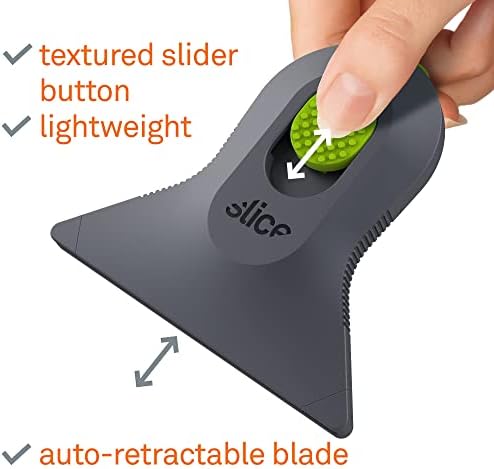 Slice 10590 Auto-Retractable Small Scraper | Compact Size for Small Surfaces or Awkward Angles, Ideal for Kitchen Hob Cleaning, DIY Decorating for Wallpaper & Paint Stripping or Window Scraping