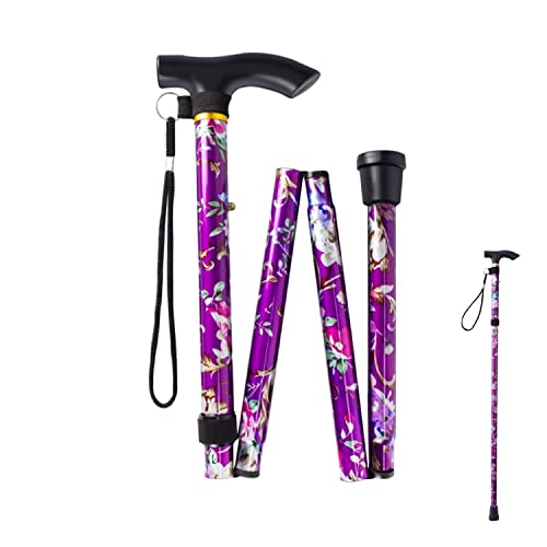 Bastone da Passeggio Pieghevole,Bastone per Anziani Bastone da Passeggio Elegante Bastone da Passeggio per Anziani Bastone Pieghevole Uomo Bastone per Anziani Donna Motivo a Fiori