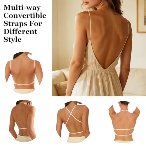 Image of SANNIDHI Low Back Bra for Women Wirefree Seamless Backless V Neck Bra with Padded Removeable