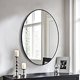 Artloge Espejo Ovalado Grande Negro - Espejo Salon Decorativo con Marco de Metal - Elegante Espejos Decorativos de Pared - Ideal para Decoracion de Baño, 70x90 cm
