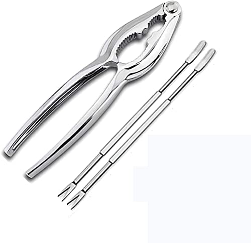 Outil Pince de Crabe,3 Pièces Outils de Fruits de Mer,Métal Casse Noix Pince Noix,Avec Outil de Griffe de Crabe Et 2 Fourchettes Crabe