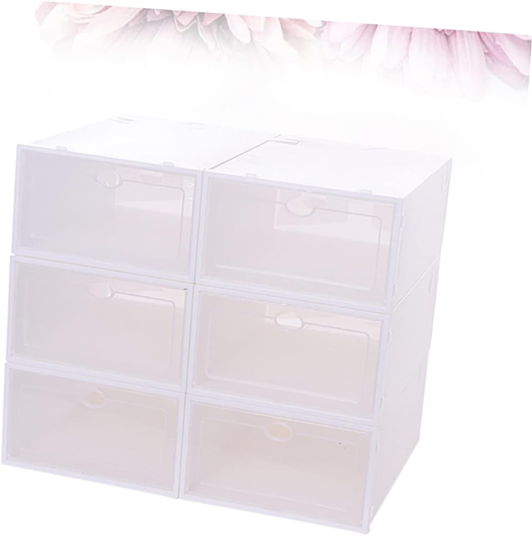 Stackable Shoes Storage Box Set of 6 Thickened Plastic Shoe Container for for Easy Organization