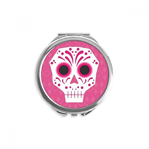 Espejo redondo de bolsillo y maquillaje con diseño de calavera de la cultura de México