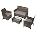 SVITA Brooklyn Gartenmöbel Poly Rattan Sitzgruppe Essgruppe Set Sofa-Garnitur Lounge Braun