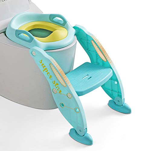 Potty Training Toilet Seat with Step Stool Ladder for Kids Girls Boys Ba