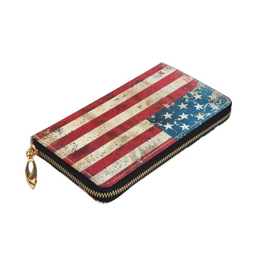 Portefeuille en cuir de qualité supérieure texturé drapeau des USA