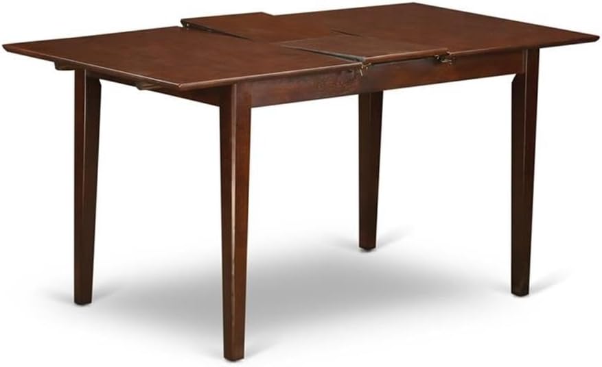 East West Furniture PSGA3-MAH-32 3 Piece Kitchen Table Set Contains a Rectangle Dining Room Table with Butterfly Leaf and 2 Light Beige Linen Fabric Parson Chairs, 32x60 Inch, Mahogany