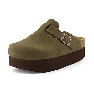 CUSHIONAIRE Women’s Loom Cork Footbed Platform Clog – Comfortable Vegan Leather, Arch Support, All-Day Comfort, Wide Widths Available