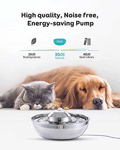 Cat Water Fountain Stainless Steel,2L/67oz Multi-Pet Fountain with Ultra-Quiet Pump&Dishwasher Safe Design,360°Dog Water… - Image 7
