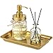 Vintage Farmhouse Decor Metal Vanity Tray(2 Pack),Countertop Guest Hand Towel Storage Organizer Tray Dispenser, Sturdy Holder for Perfume,Cosmetics, Jewelry, Makeup Bathroom Organizer（Gold）