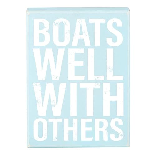 Heartfelt Collection Wood Box Signs - Beach Coastal Retreat Shelf Décor Sign Blue, 6 x 8-Inch, Boats Well