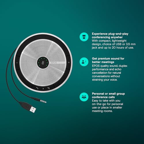 Sennheiser EPOS Expand SP 20 - Haut-parleur Main Libre - filaire - USB, Jack 3,5mm - Noir, Argent by EPOS - Image 5