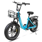 Klappbares Elektrofahrrad, 6061 Luftfahrt-Aluminium E-Bike mit Tiefeinstieg, 250W Motor mit 55+ Nm Drehmoment, LCD-Display, Doppelfederung, 36V 13Ah Akku, 7-Gang-Schaltwerk für Stadt und Outdoor