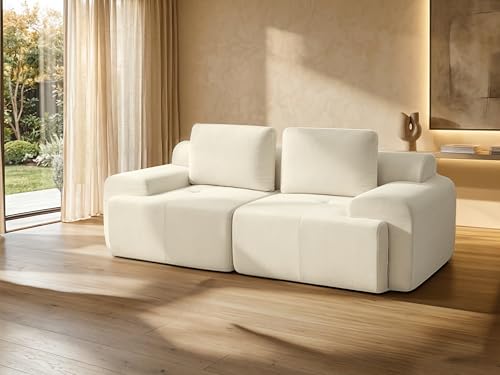 Image of 85 inch Oversized Boneless Couch, Comfort Cloud Sectional Couches for Living Room, Modular Sofa High Back & Extra Deep Seat, No Assembly, Soft Chenille Fabric (Warm White, 85 inch- Shaped（2+0）)