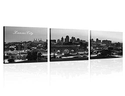 TUMOVO - Lienzo decorativo para pared (3 piezas), diseño de la noche en blanco y negro