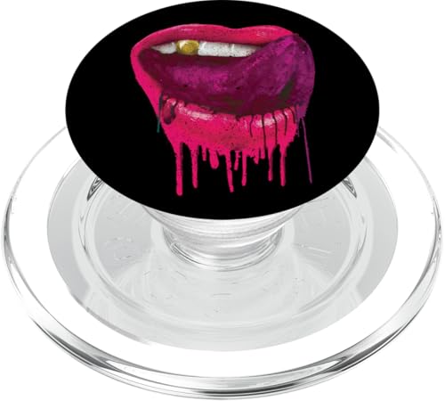Lengua de Boca de Labios Rosa Fuerte – Cool Vintage Retro PopSockets PopGrip para MagSafe