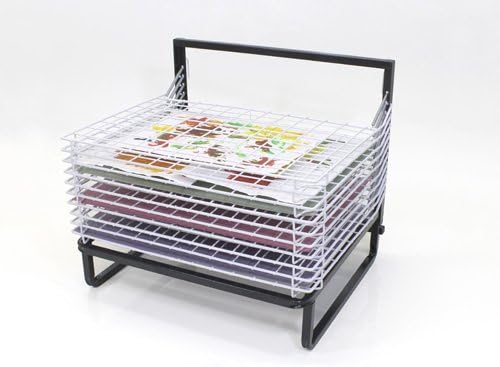 10 Shelf Spring Loaded Floor Drying Rack / Heavy Duty - Ideal for Schools and Nurseries