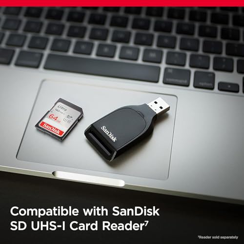 Image of SanDisk Ultra UHS I 64GB SD Card 140MB /s for DSLR and Mirrorless Cameras, 10Y Warranty | 64GB Capacity, Up to 140MB per S Read, Full HD Compatible