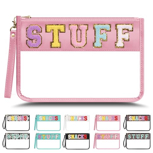 YEMEDA Bolsa transparente de felpilla con cremallera para viajes, bolsa de maquillaje transparente de nailon, bolsa de cosméticos impermeable de PVC, bolsas de aperitivos para mujeres y niñas, bolsas