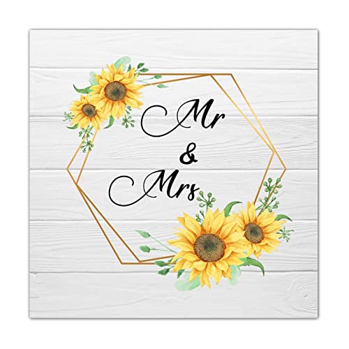 Panneau humoristique en bois Mr & Mrs : finition rustique haut de gamme 40,6 cm